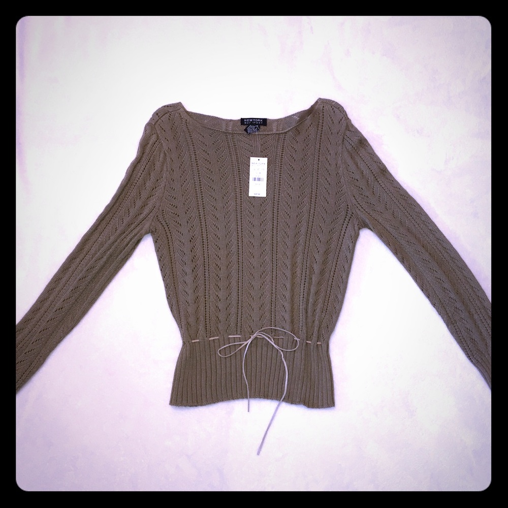 NWT Cute Peek A Boo Sweater with leather tie
